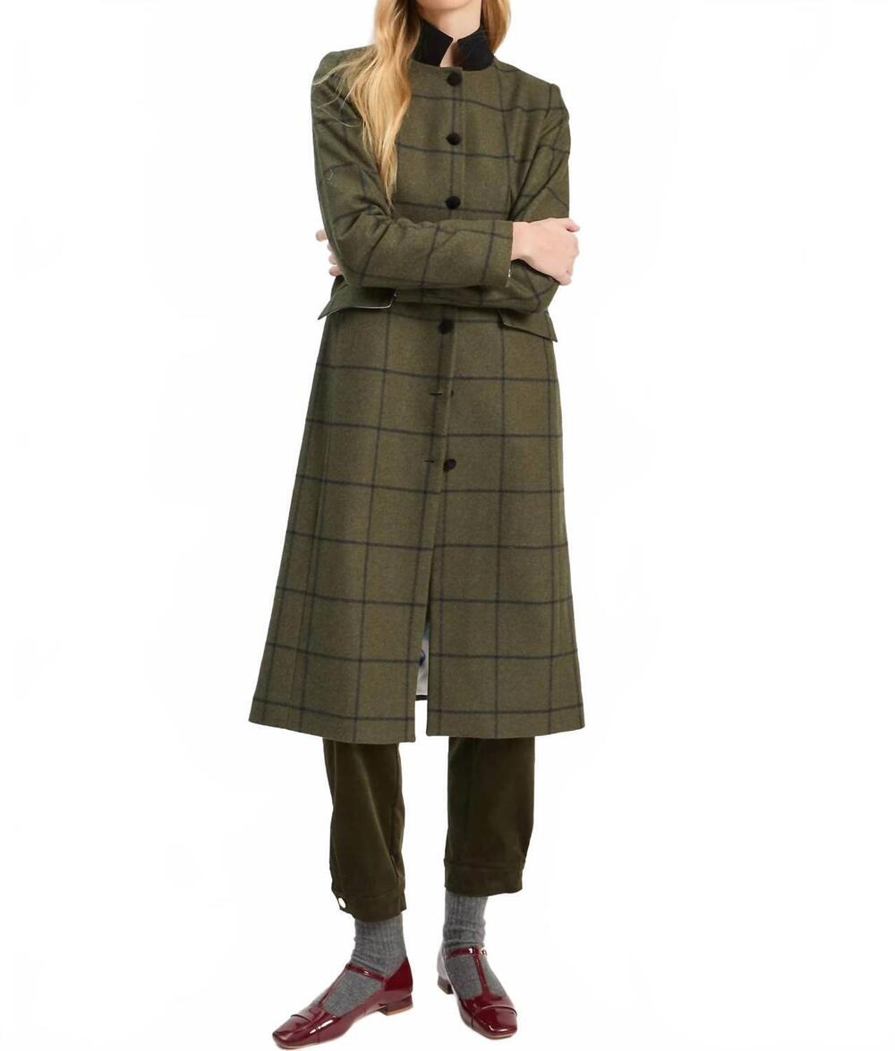 NEW VILAGALLO dori plaid long coat in green & black